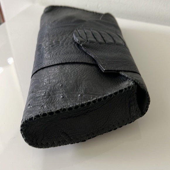 DEBORAH BARNET Ostrich Small Envelope Clutch Bag Handbag - Picture 3 of 9